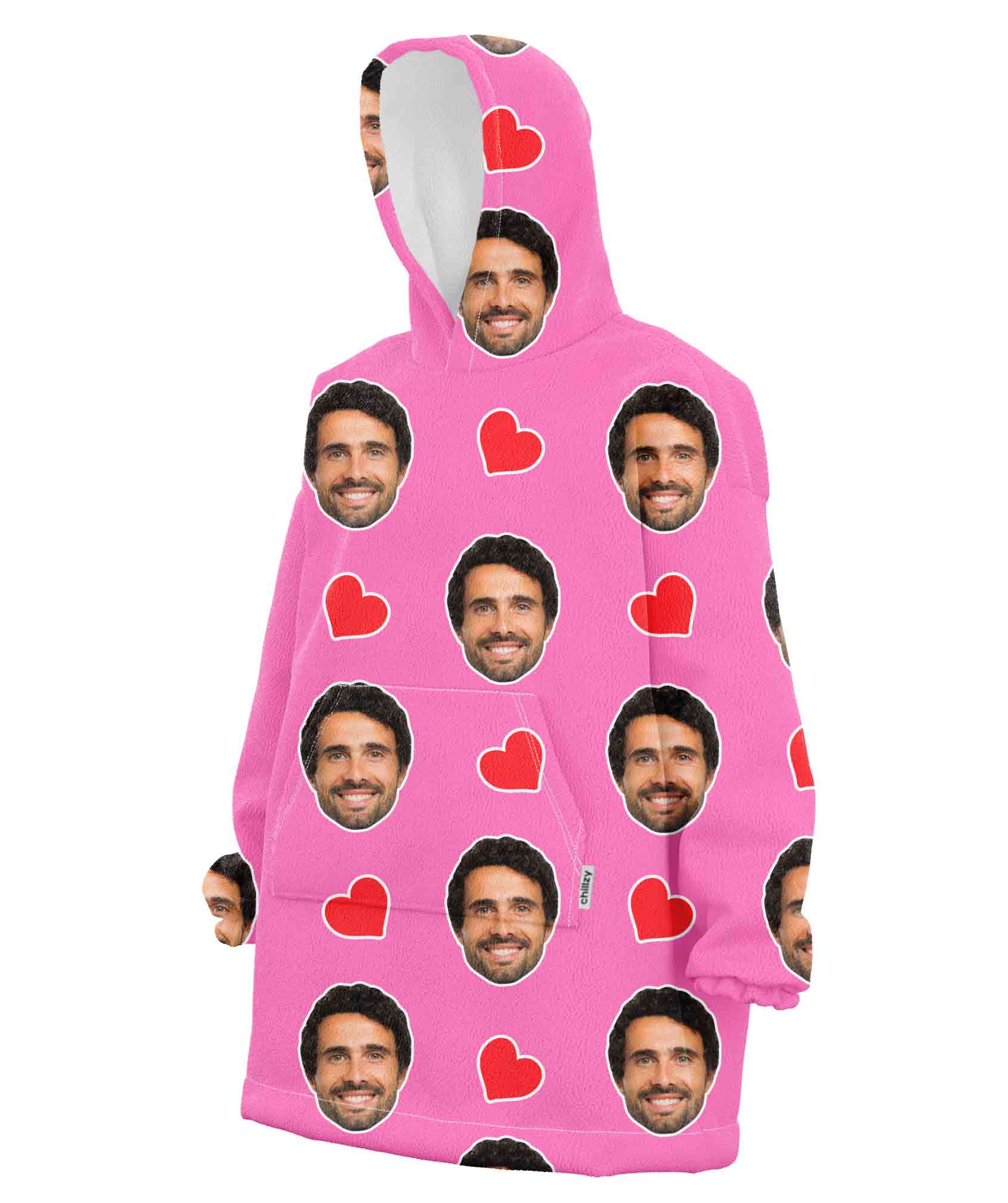 Love Hearts Face Blanket Hoodie