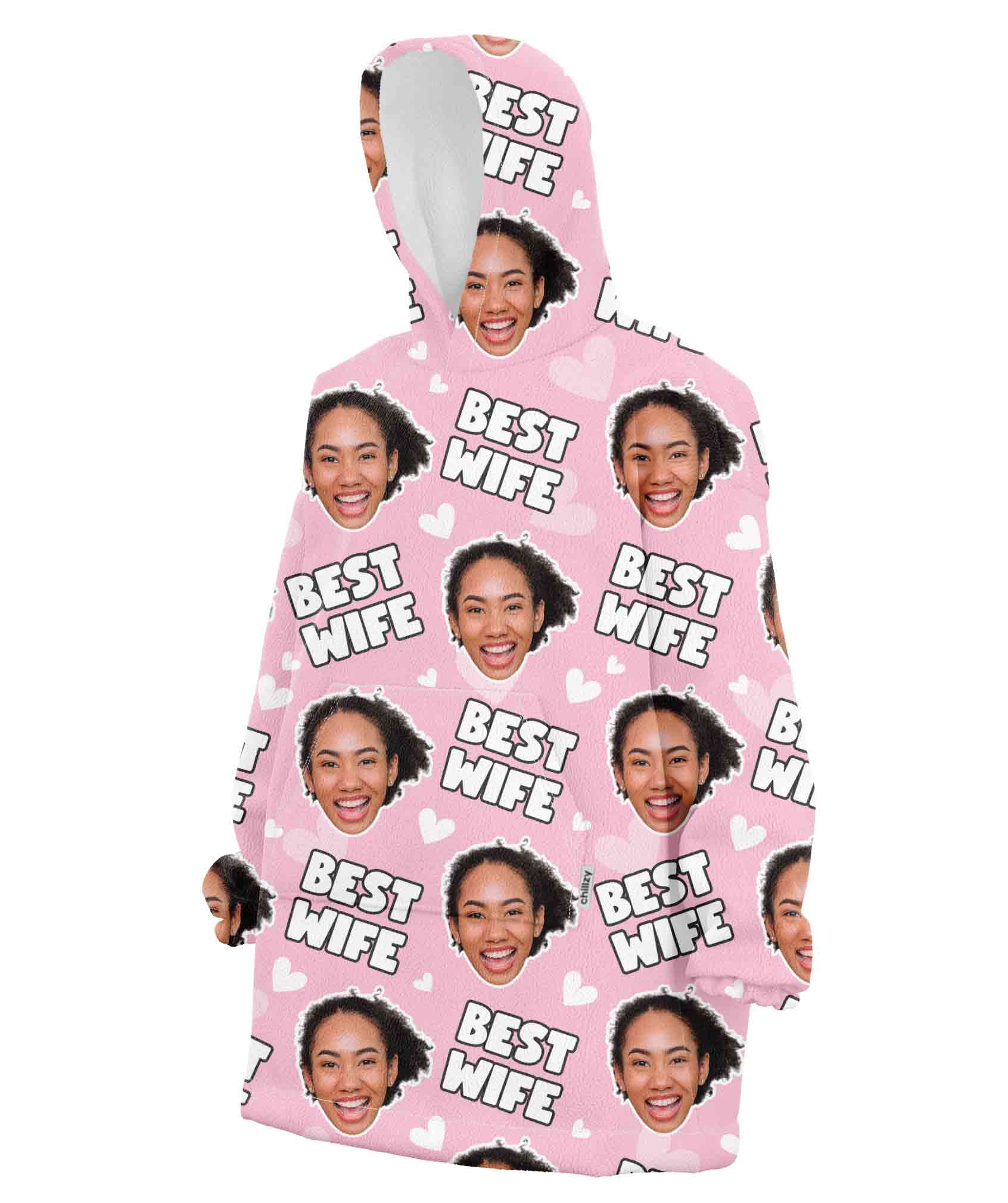 Best Wife Face Blanket Hoodie