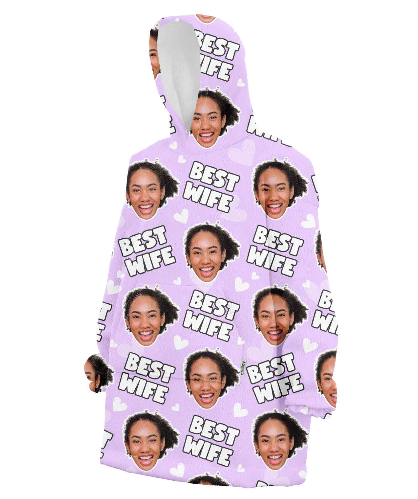 Best Wife Face Blanket Hoodie