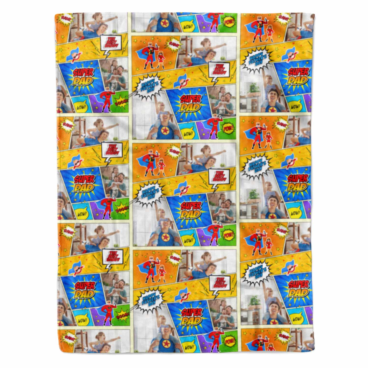 Super Dad Personalized Comic Strip Fathers Day Blanket