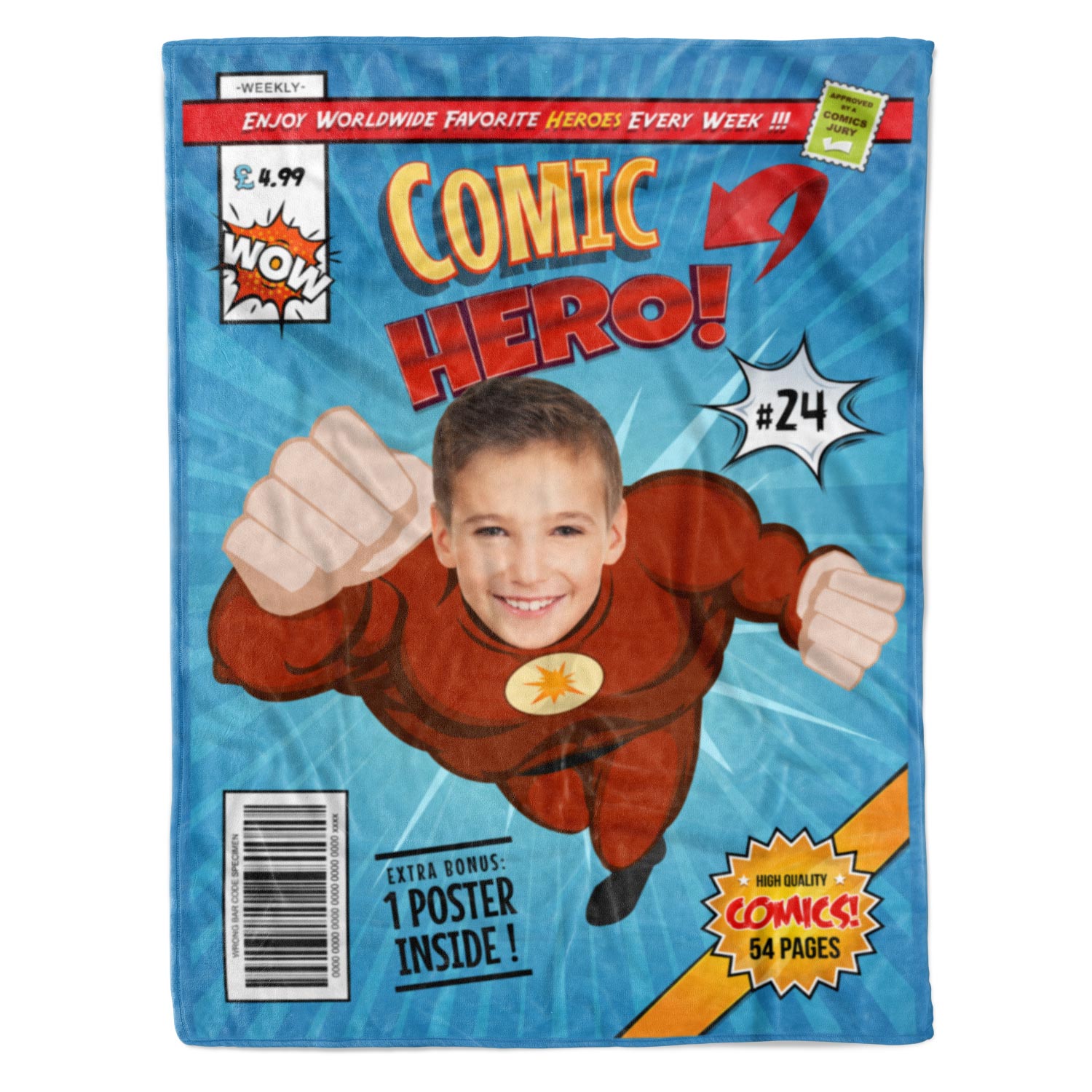 Comic Hero Magazine Personalized Blanket