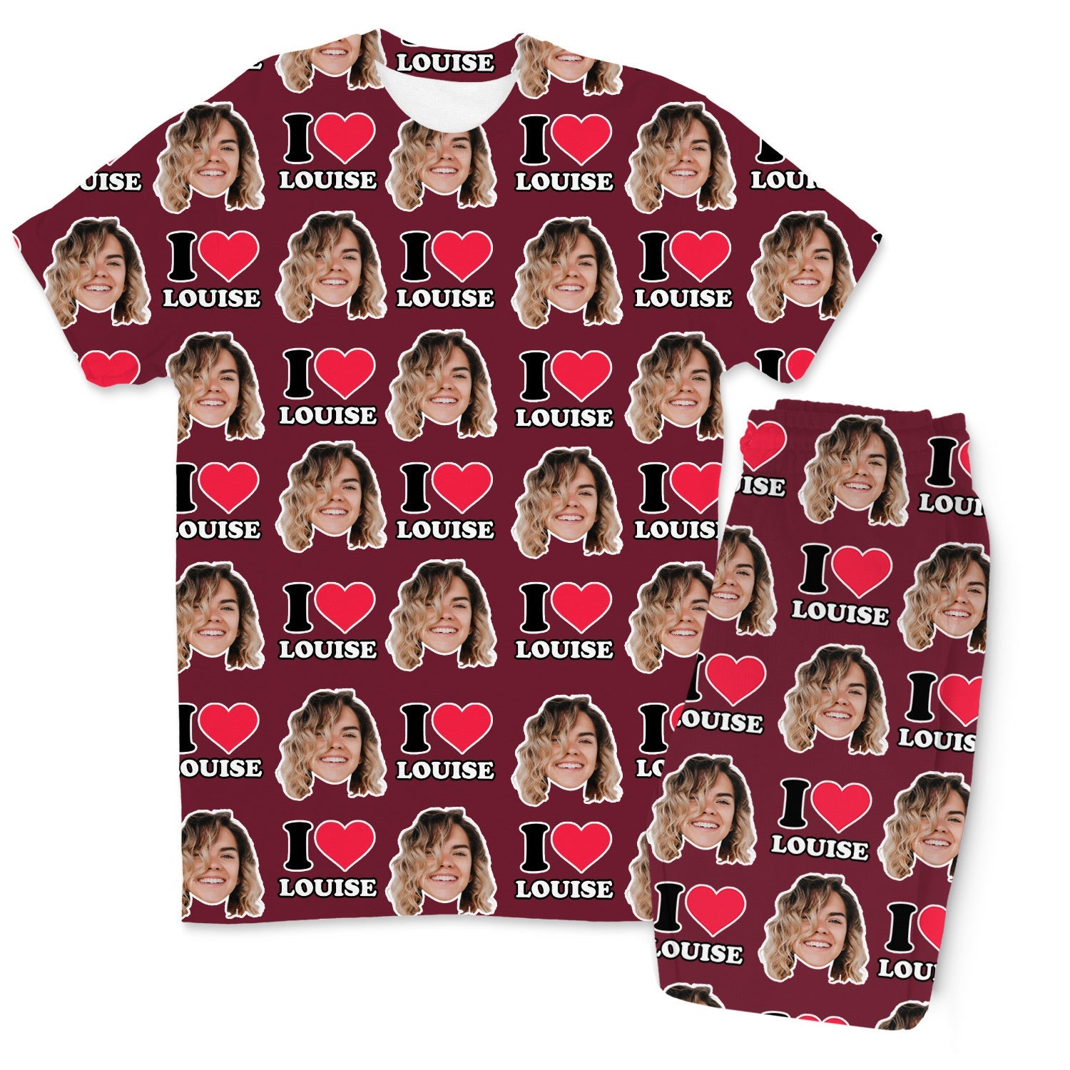 I Heart Name & Face Men's Custom PJs - Pants Set