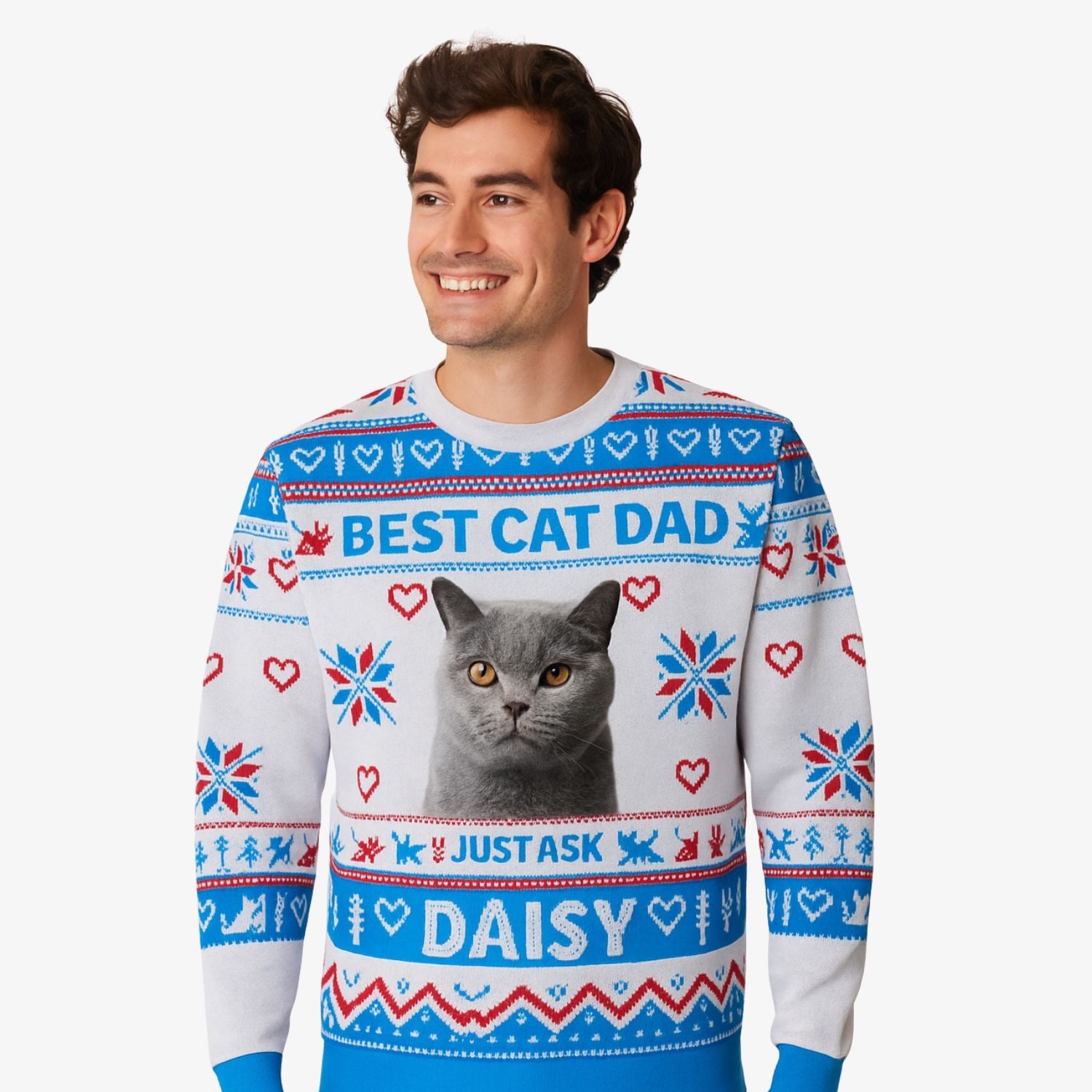 The Best Cat Dad Personalized Christmas Jumper