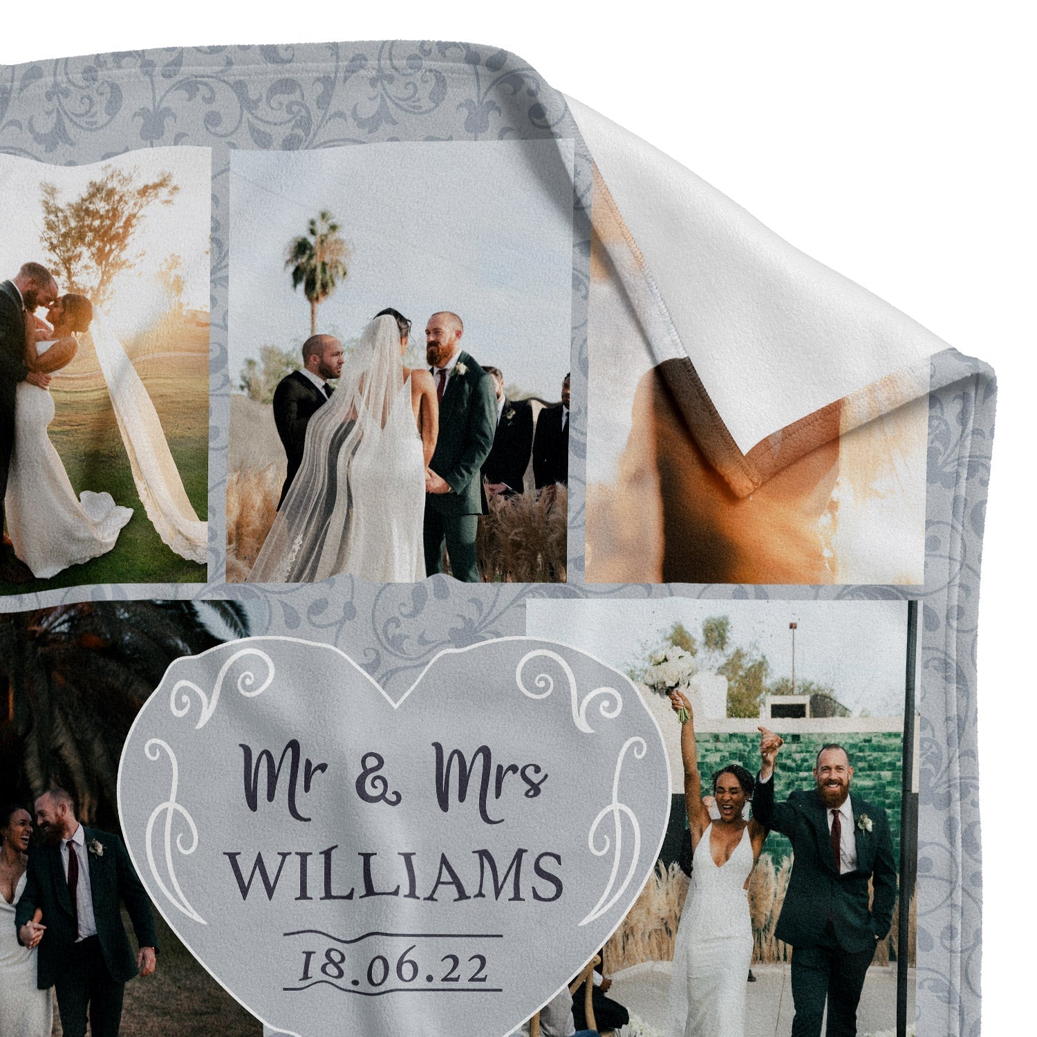 Mr & Mrs (Surname) With (Date) Personalized Wedding Blanket