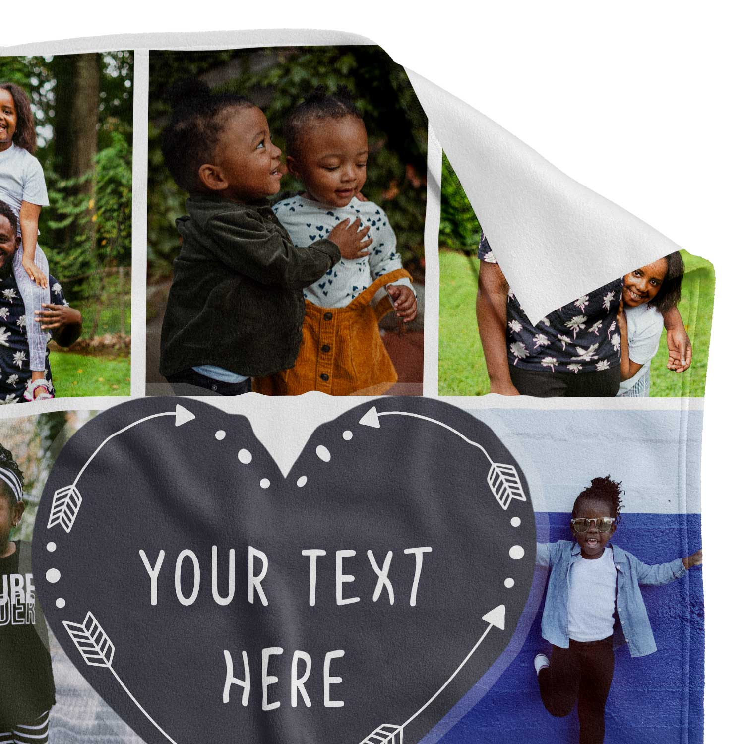 Photo Collage Personalized Blanket With Custom Heart Text