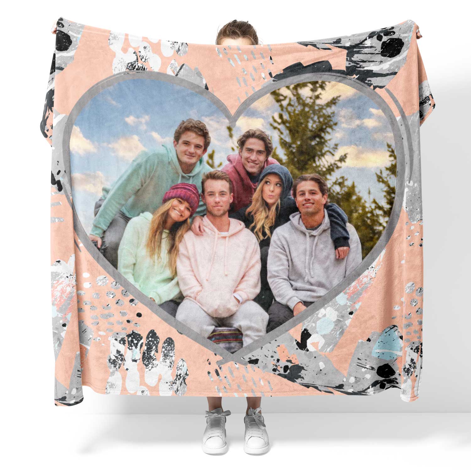 Abstract Textured Heart Personalized Blanket