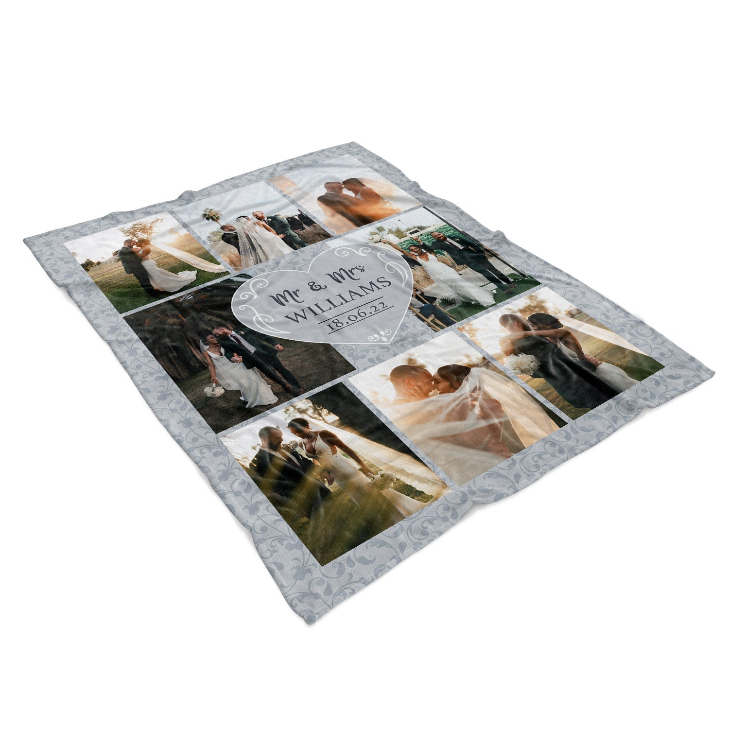 Mr & Mrs (Surname) With (Date) Personalized Wedding Blanket
