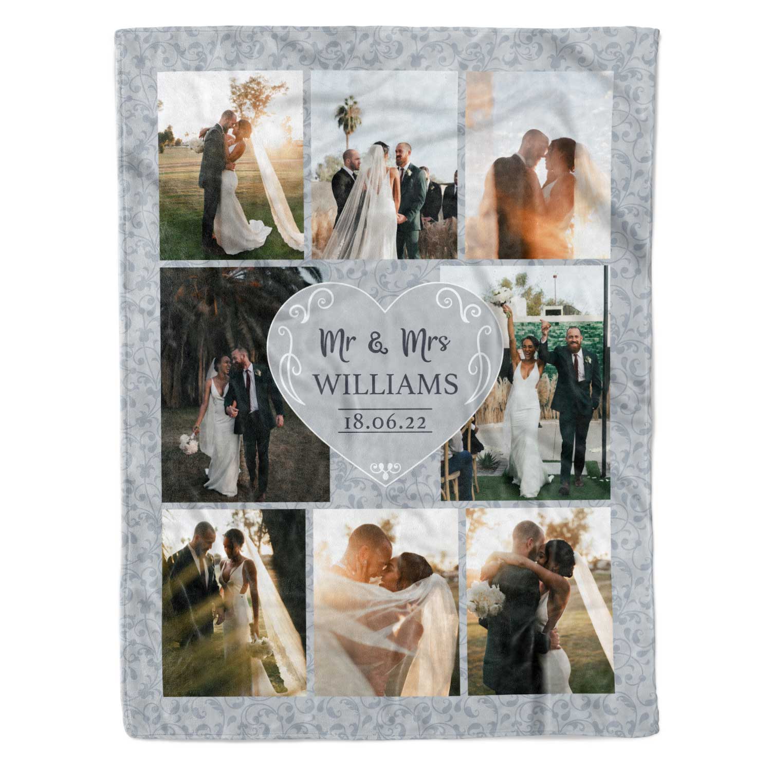 Mr & Mrs (Surname) With (Date) Personalized Wedding Blanket