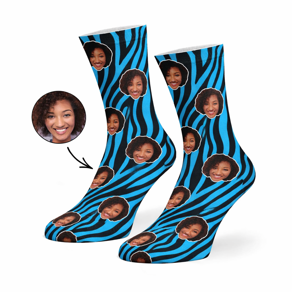 Zebra Print Face Custom Socks