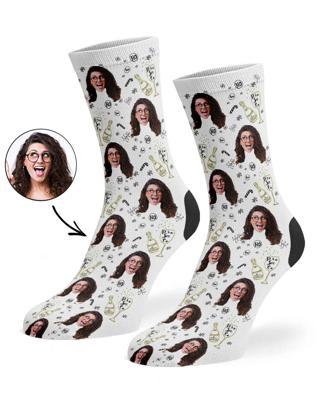 Prosecco-ho-ho-ho Custom Socks