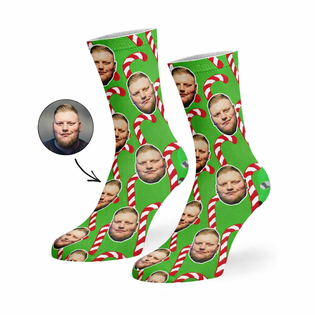 Christmas Candy Cane Custom Socks