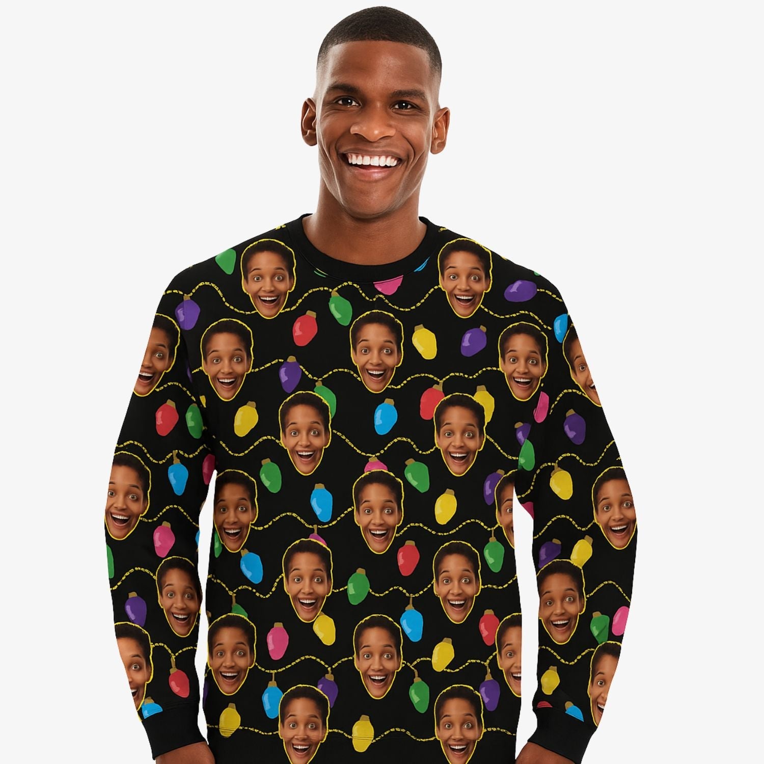 Your Face Xmas Lights Personalized Christmas Jumper