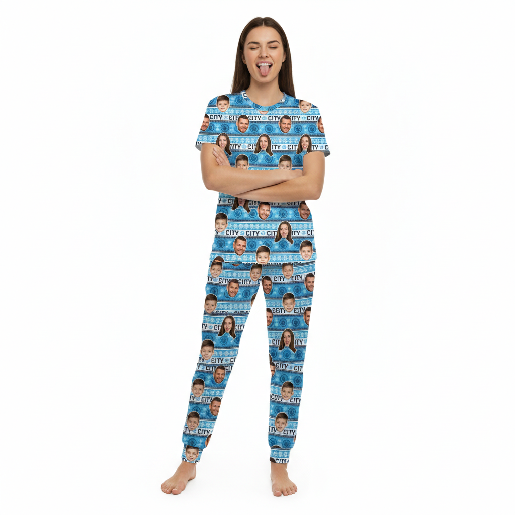 Christmas Man City Personalized Women's Pajamas - Pants Set