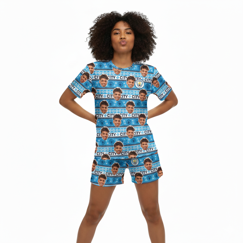 Christmas Man City Women's Custom PJs - Shorts Set
