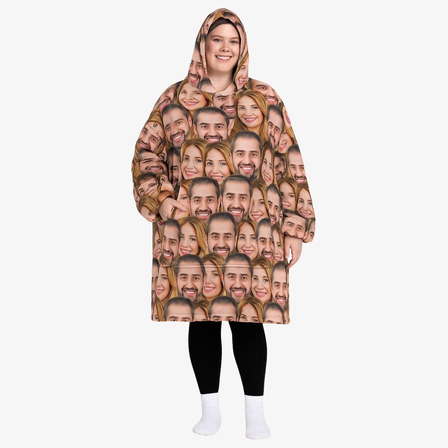 Couples Face Mash Blanket Hoodie