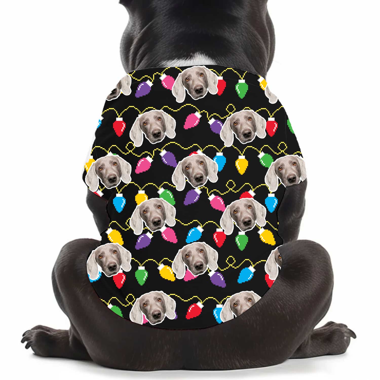 Your Face Christmas Lights Personalized Dog T Shirt