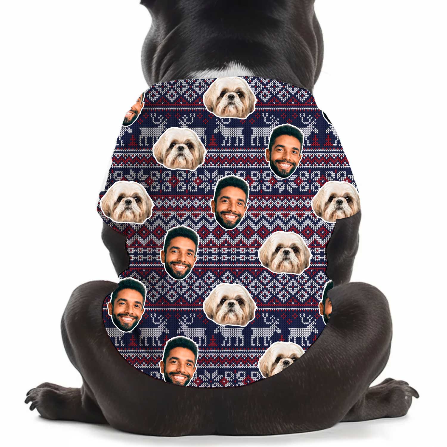 Christmas Navy Nordic Personalized Dog T-Shirt