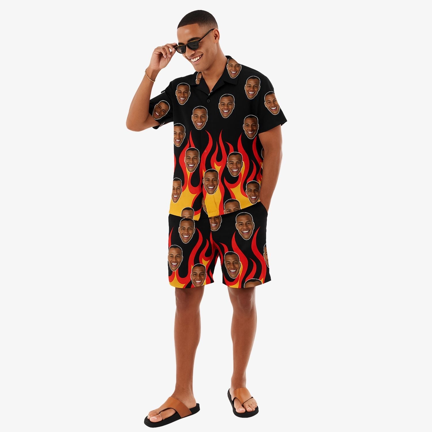 funny custom hawaiian shirt and shorts set