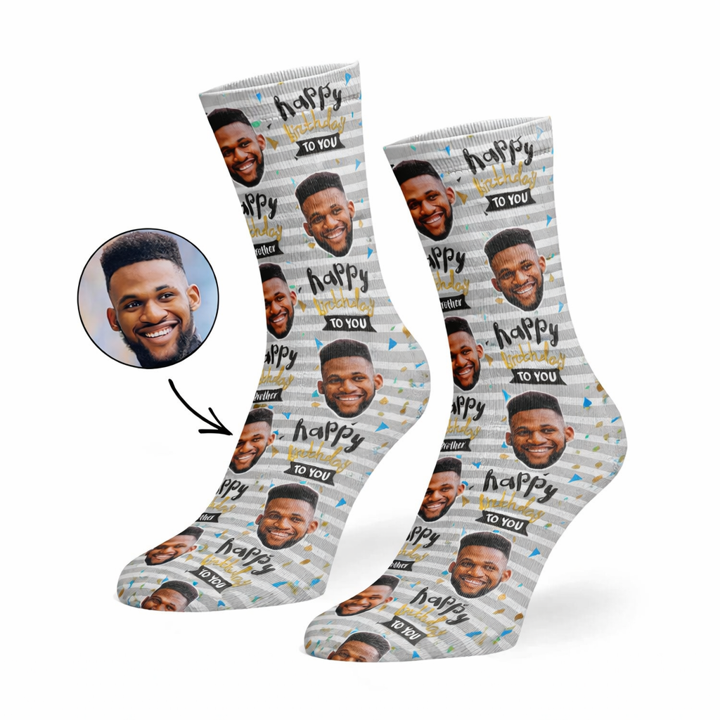 Happy Birthday Brother Custom Socks