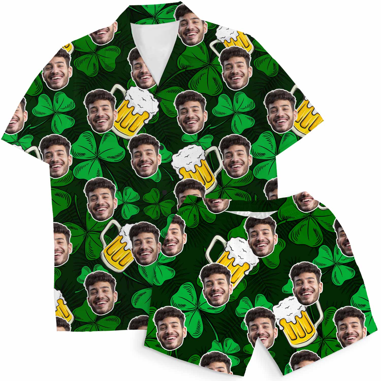 Shamrock Beer Personalized Hawaiian Shirt Shorts Set