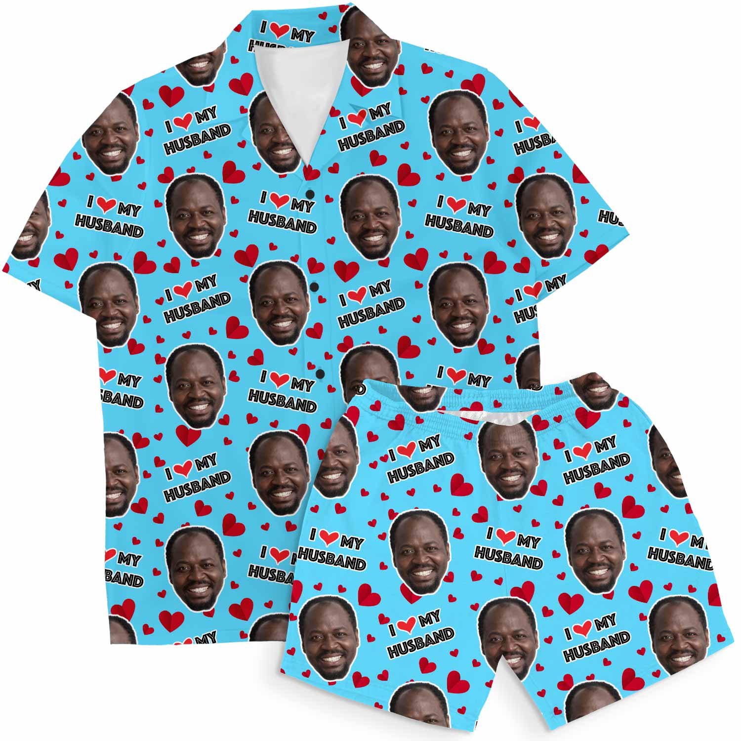 I Love My Husband Personalized Hawaiian Shirt Shorts Set