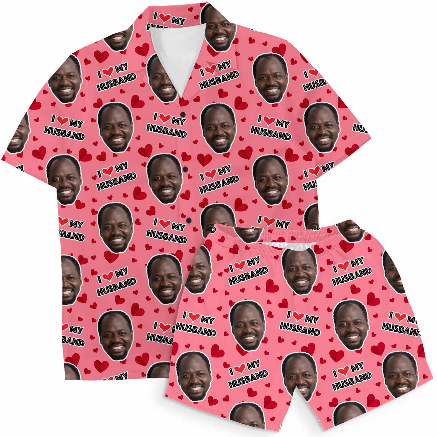 I Love My Husband Personalized Hawaiian Shirt Shorts Set