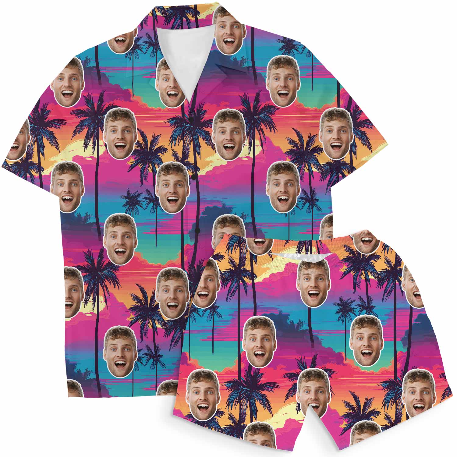 Tropical Sunset Personalized Hawaiian Shirt Shorts Set