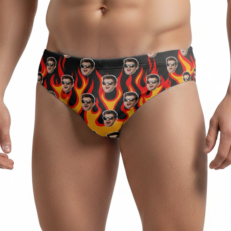 Hot Rod Flame Custom Face Swim Trunks