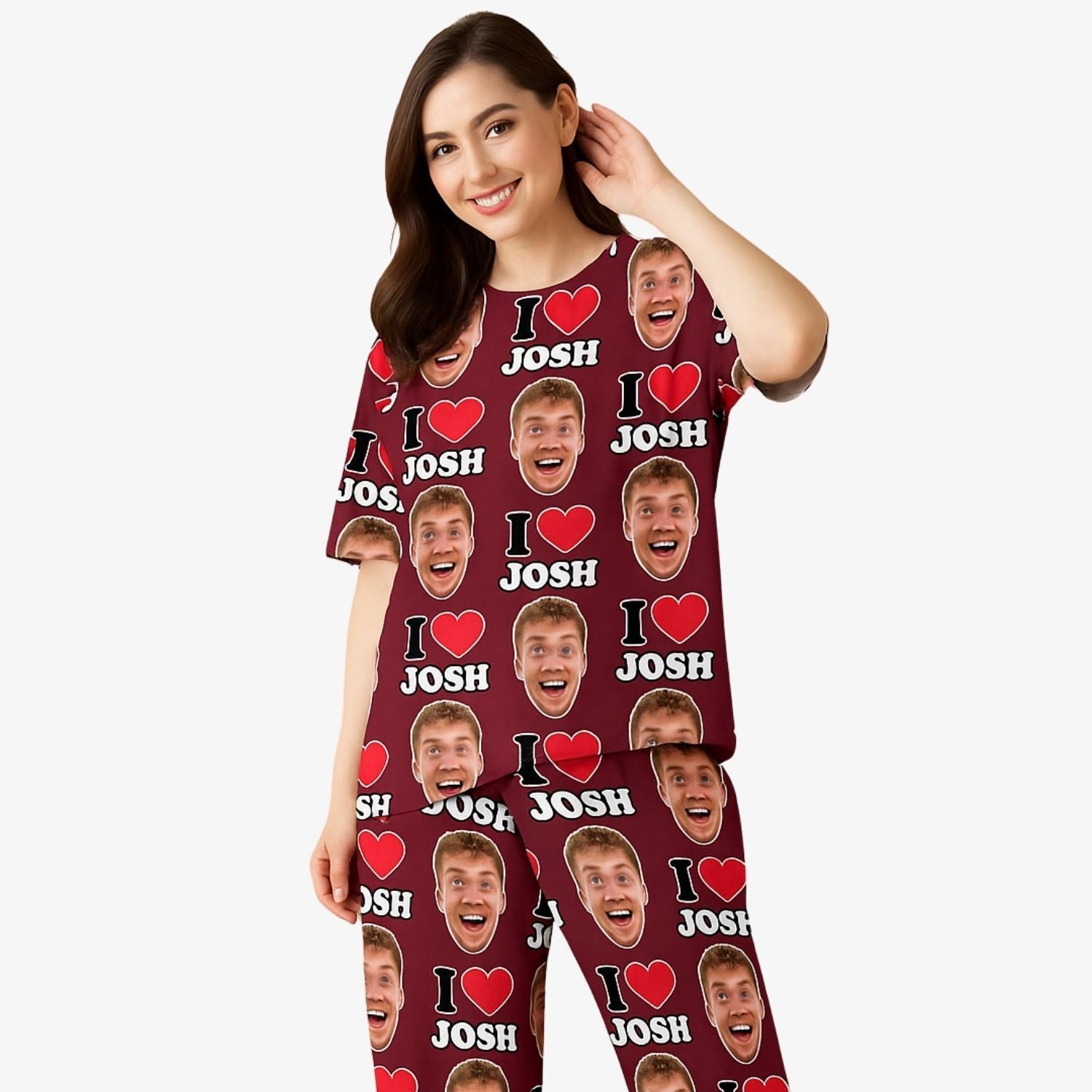 Women's I Heart Name & Face Custom Pajamas