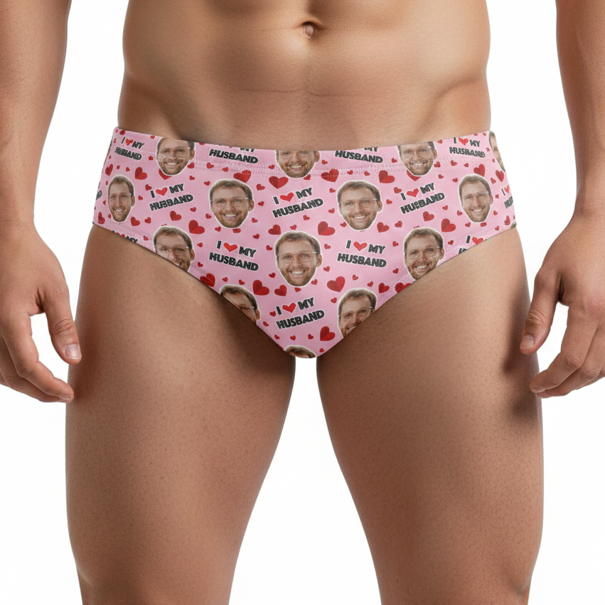 I Love My Husband Custom Swim Trunks