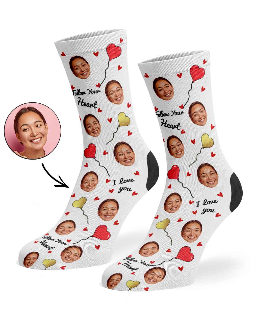 Follow Your Heart Custom Socks