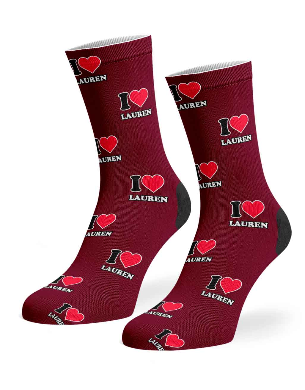I Heart Name Custom Socks