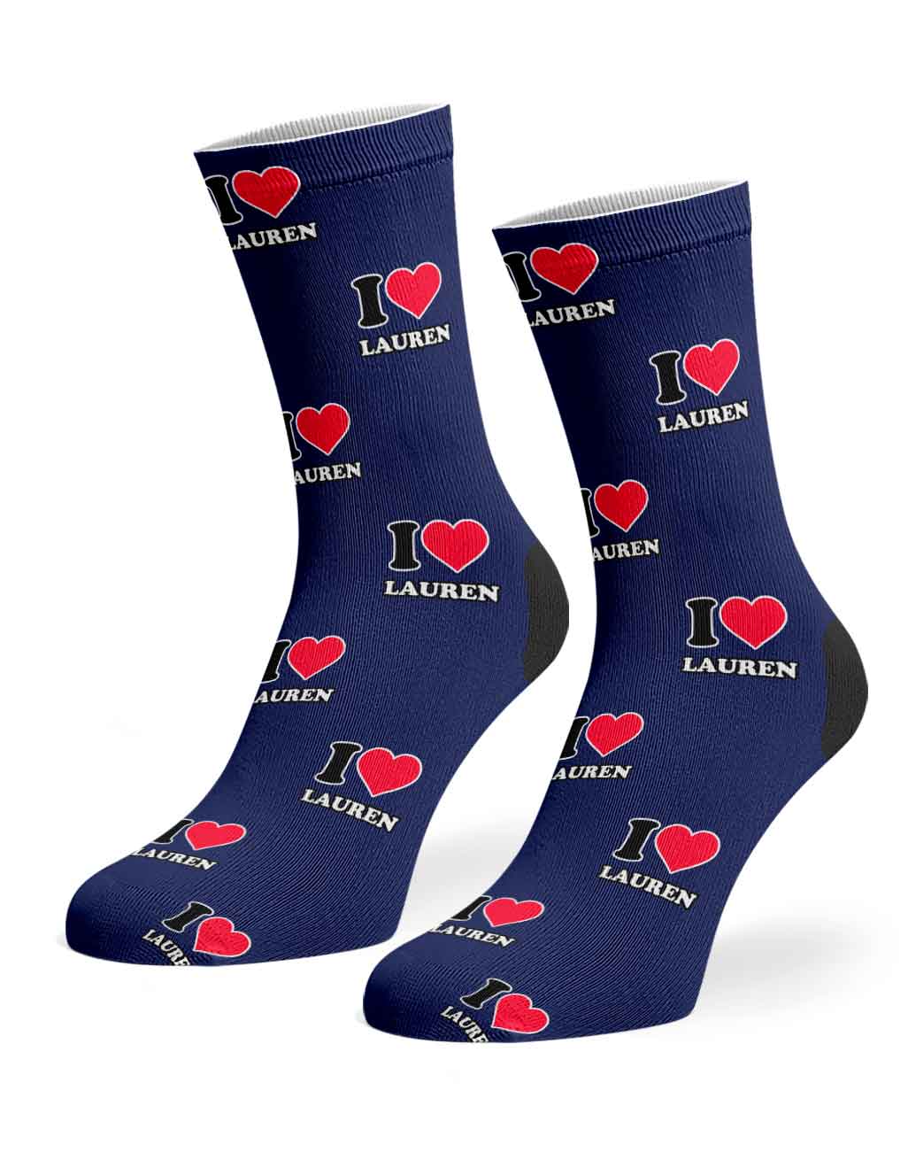 I Heart Name Custom Socks