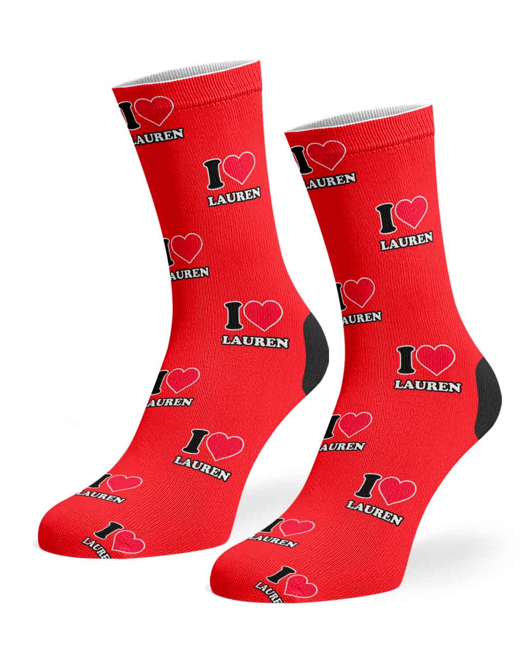 I Heart Name Custom Socks