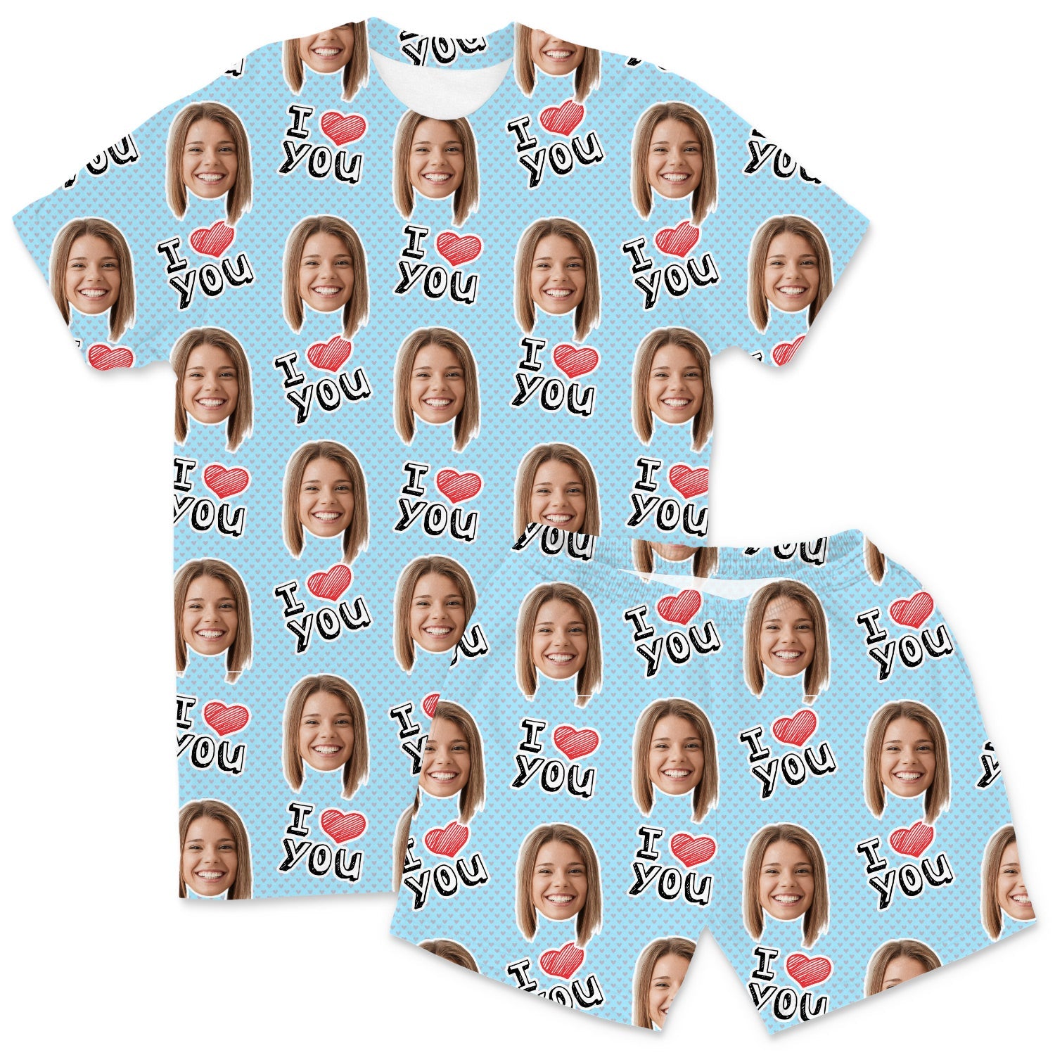 Men's I Heart You Custom PJs - Shorts Set