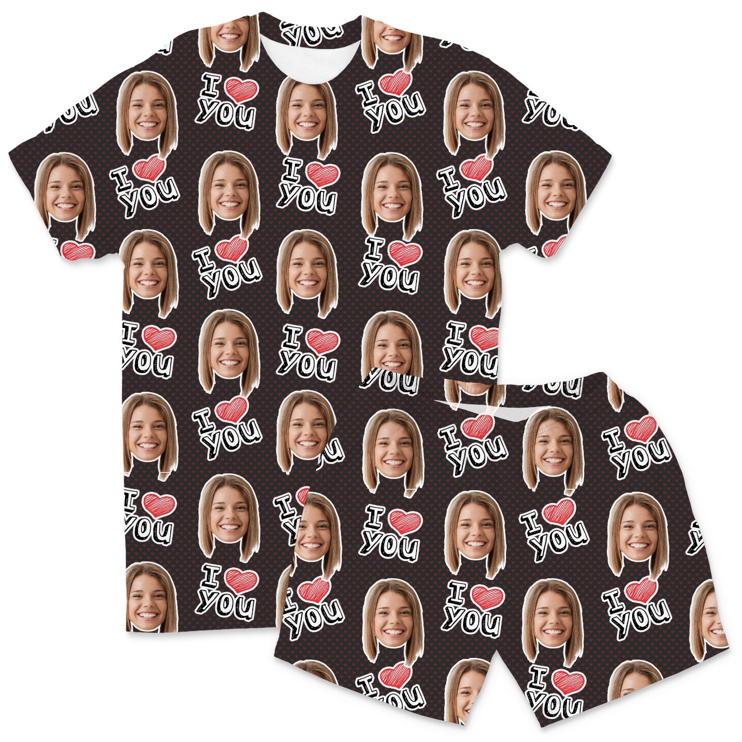 Men's I Heart You Custom PJs - Shorts Set