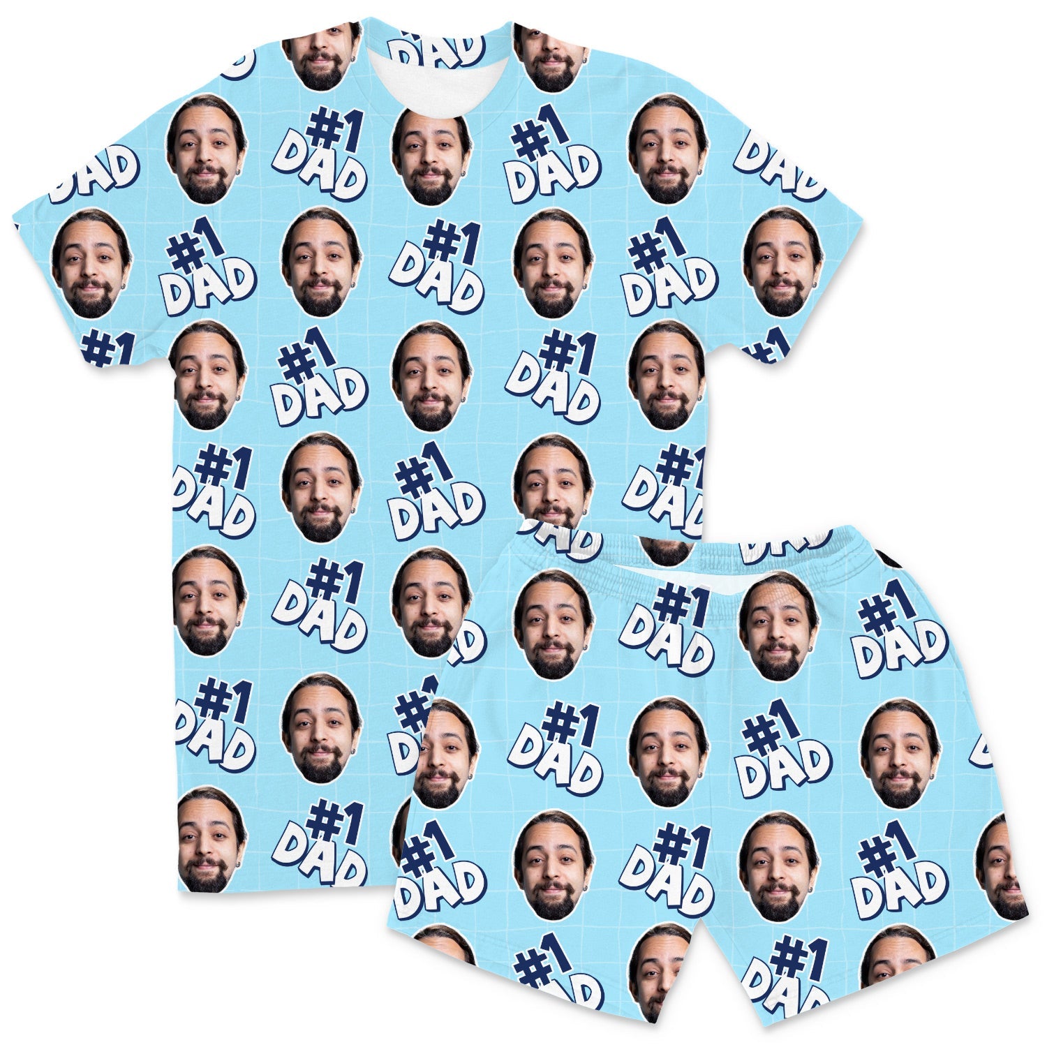 Men's Number 1 Dad Custom PJs - Shorts Set