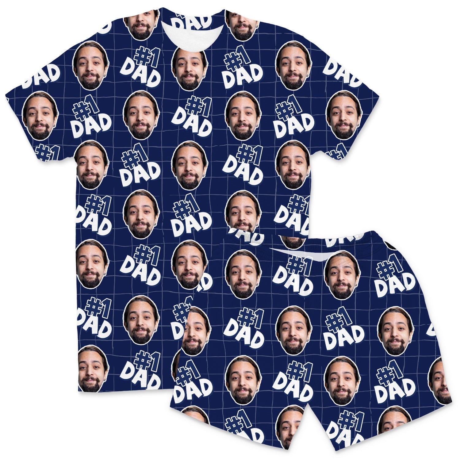 Men's Number 1 Dad Custom PJs - Shorts Set