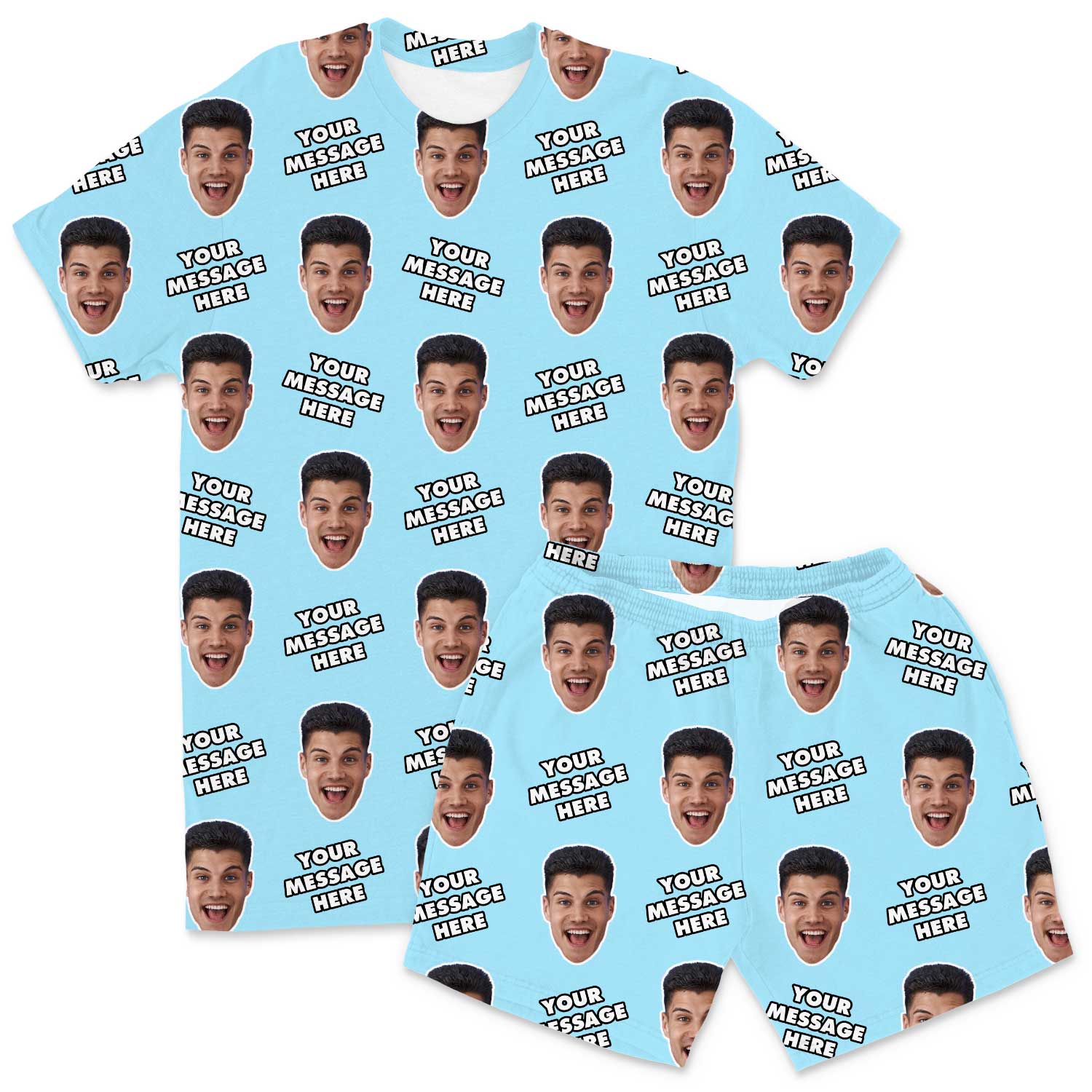 Your Face & Message Men's Custom PJs - Shorts Set
