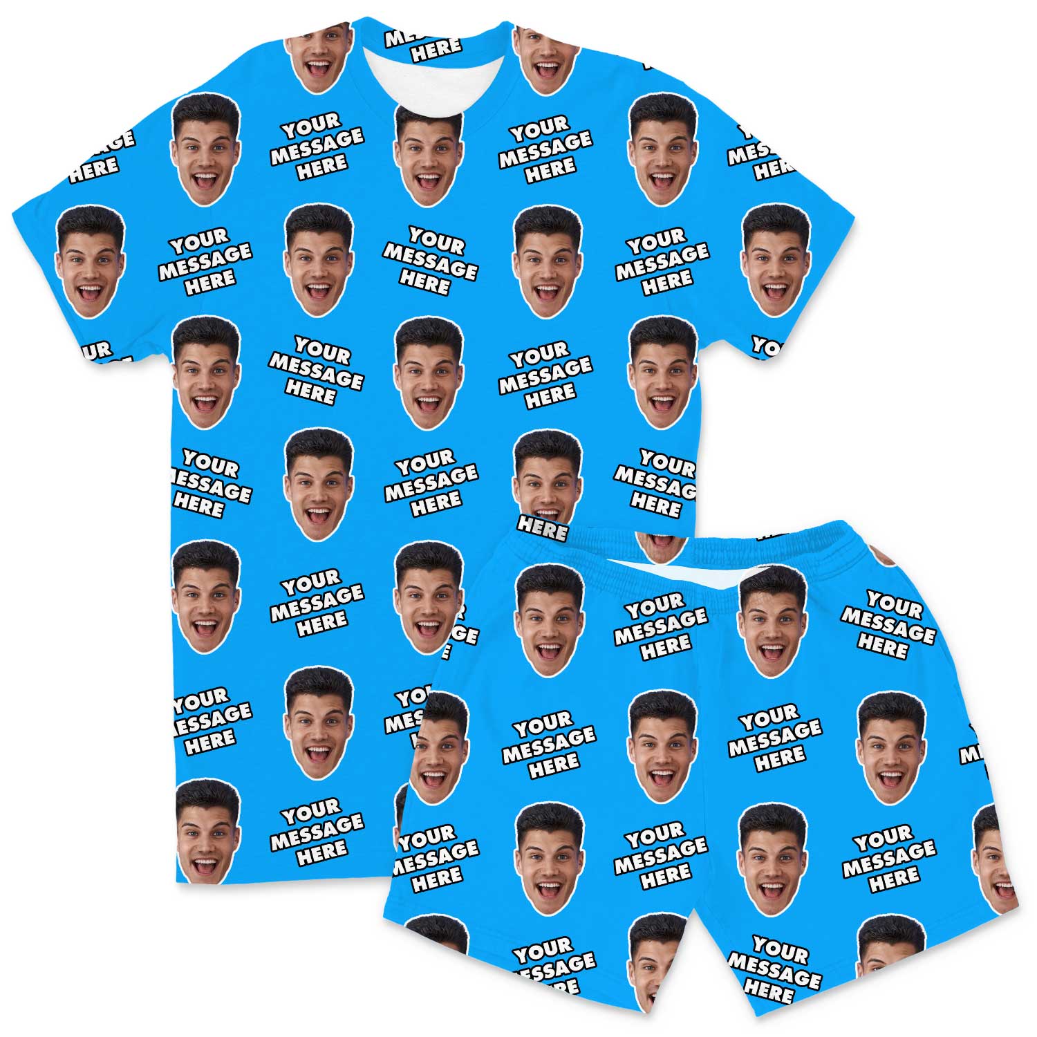 Your Face & Message Men's Custom PJs - Shorts Set