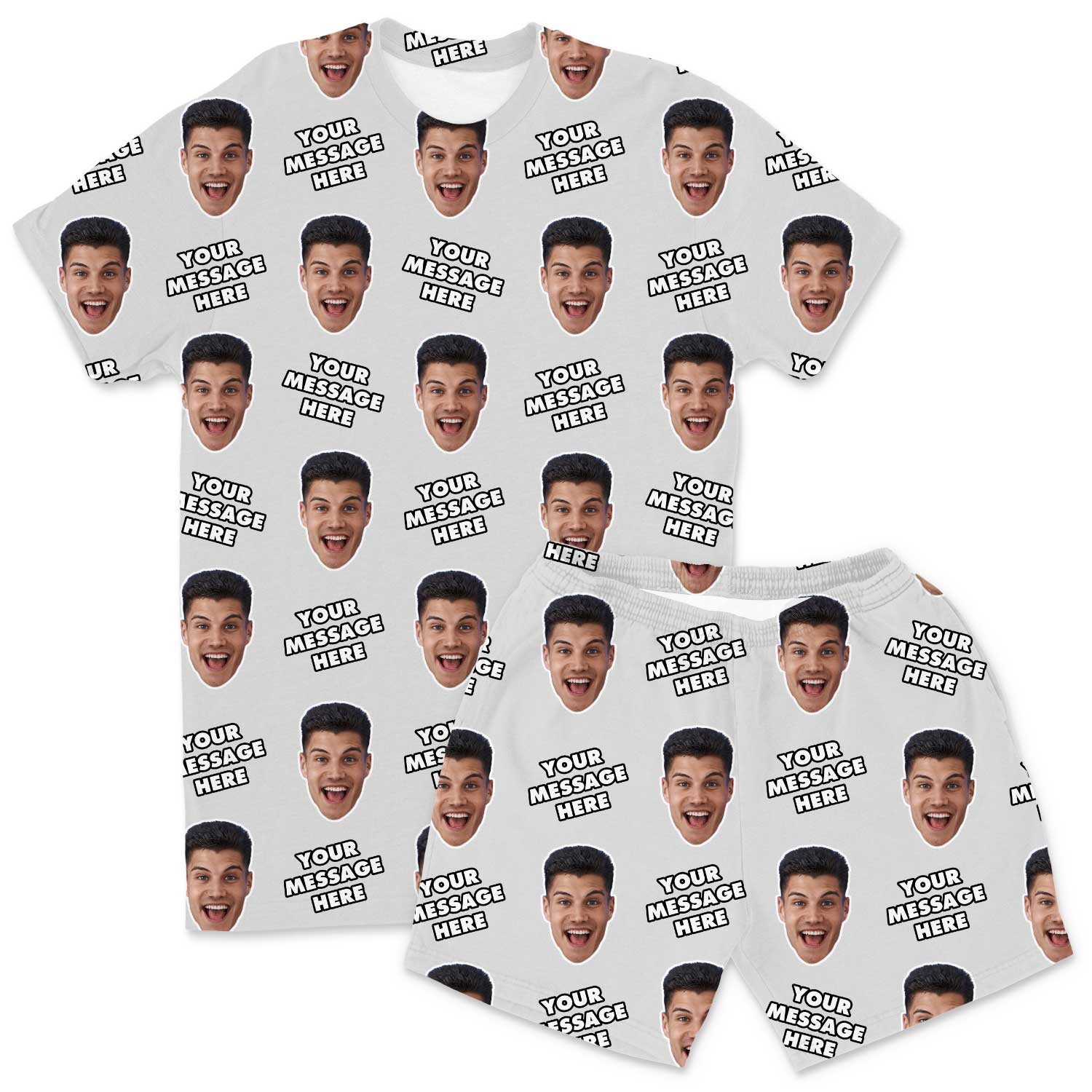 Your Face & Message Men's Custom PJs - Shorts Set