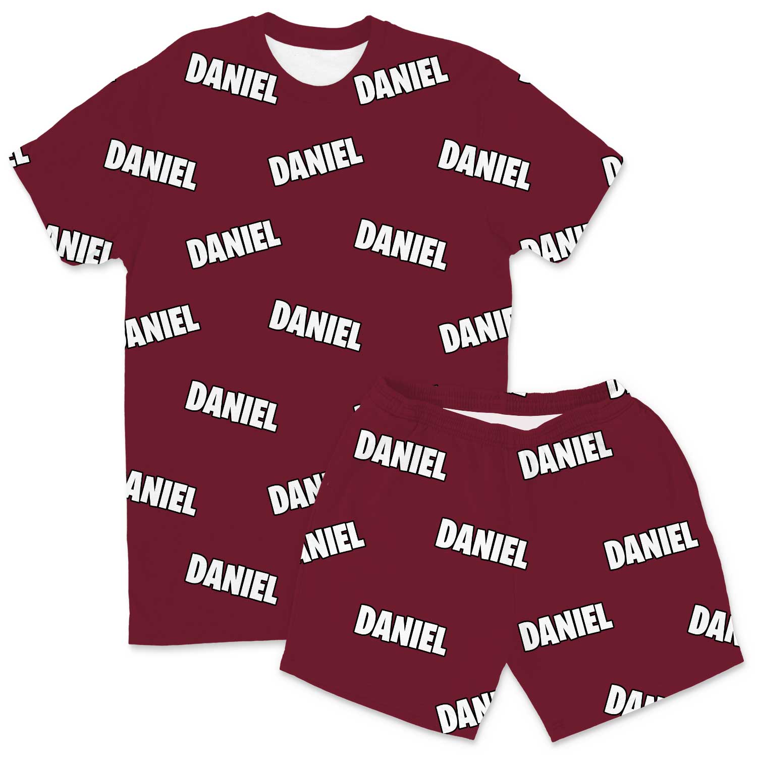 Your Name All Over Men's Custom PJs - Shorts Set