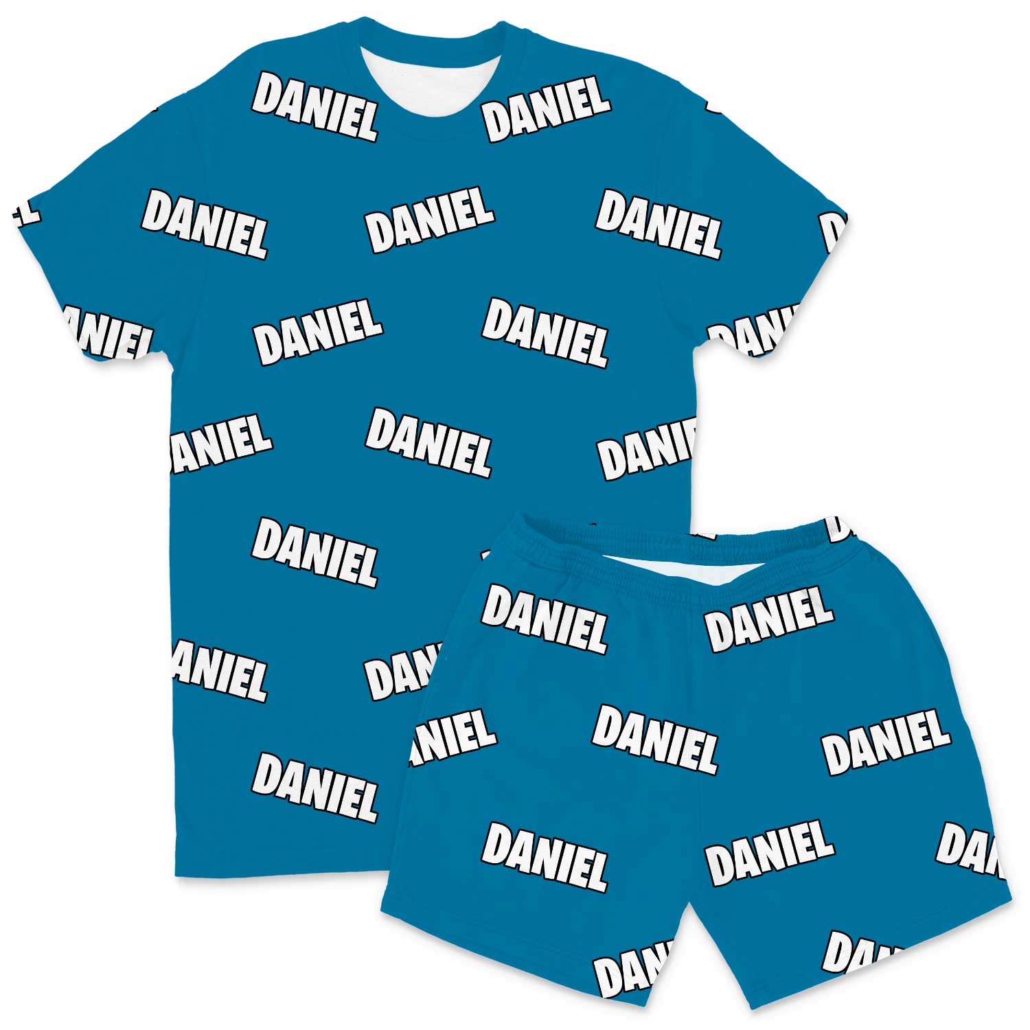 Your Name All Over Men's Custom PJs - Shorts Set