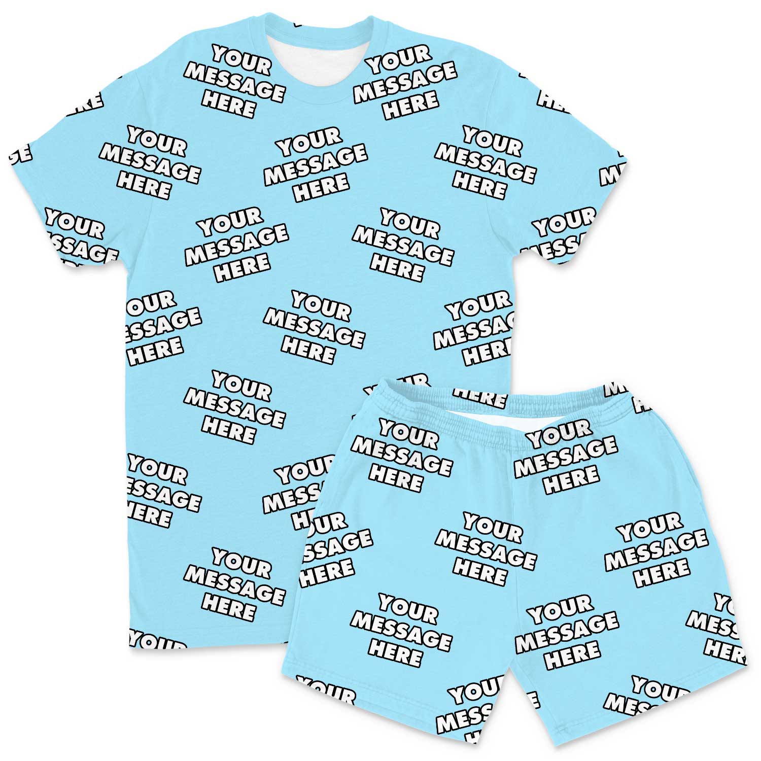 Your Message All Over Men's Custom PJs - Shorts Set