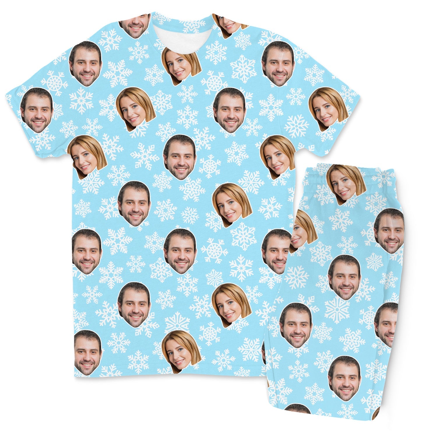 Snowflakes Custom Men's PJ Pants Set