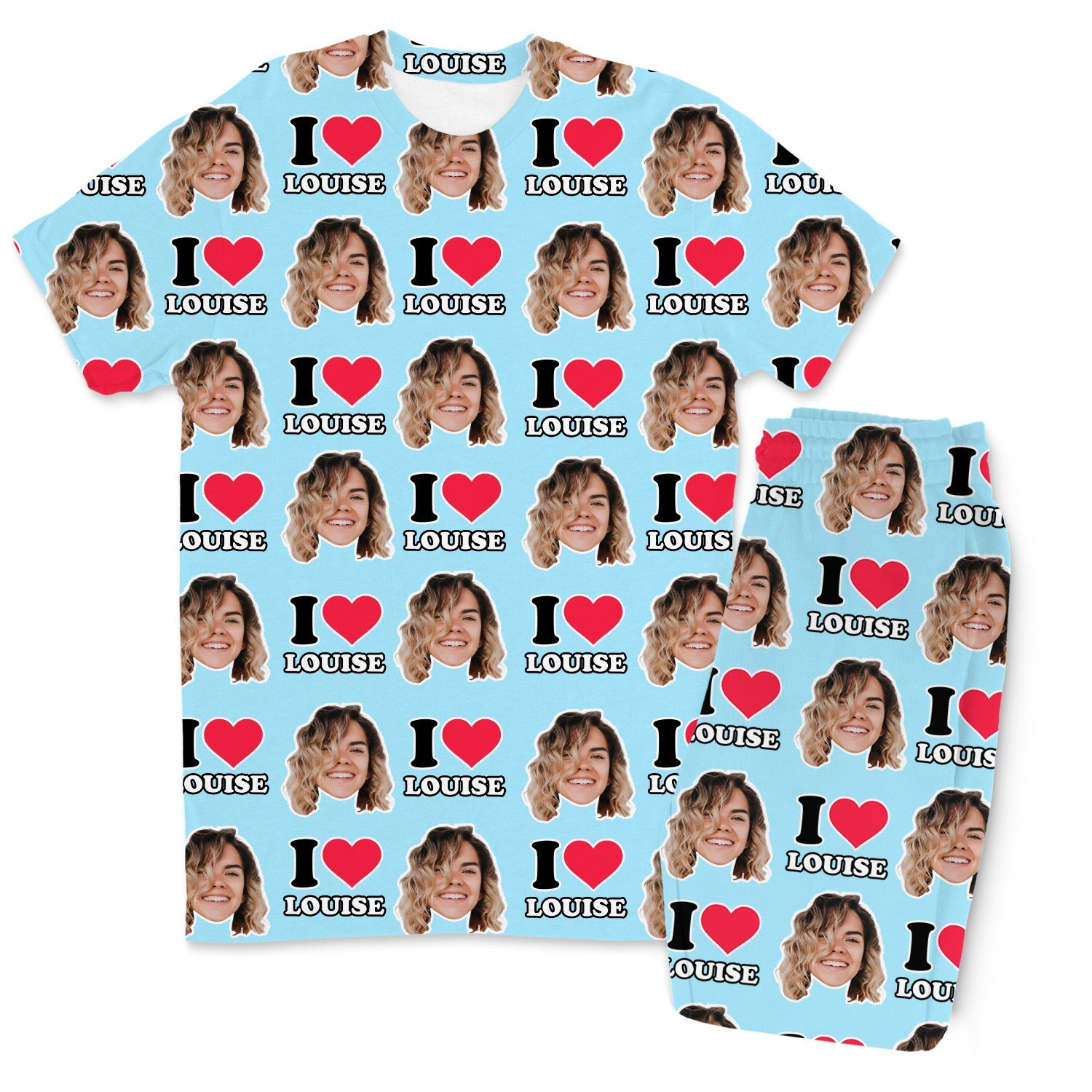 I Heart Name & Face Men's Custom PJs - Pants Set