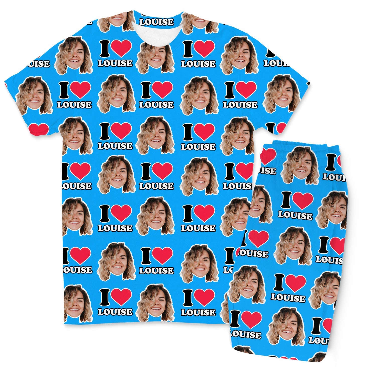 I Heart Name & Face Men's Custom PJs - Pants Set