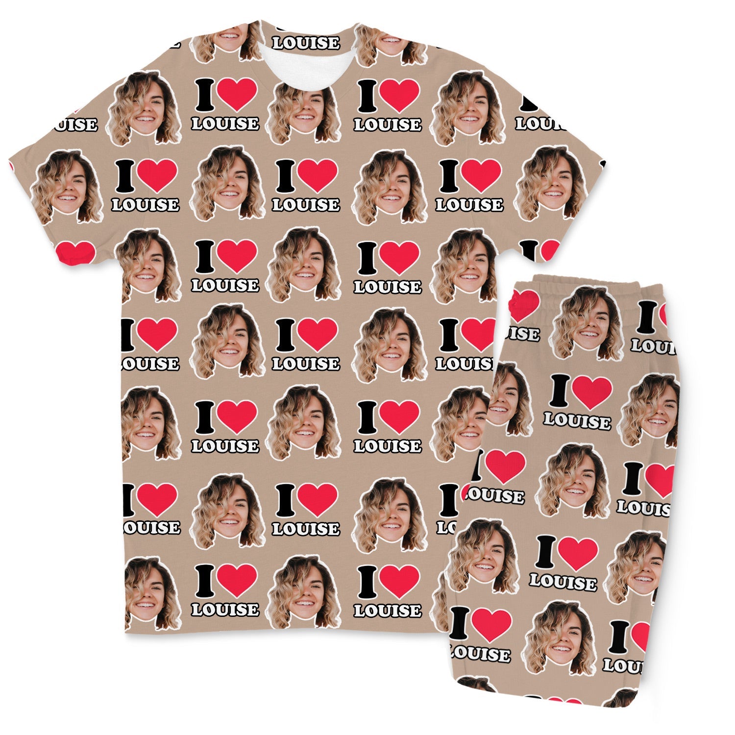 I Heart Name & Face Men's Custom PJs - Pants Set
