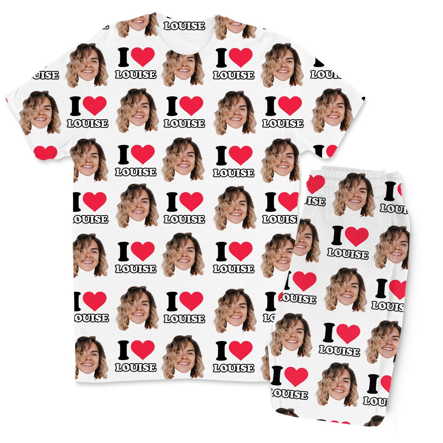 I Heart Name & Face Men's Custom PJs - Pants Set