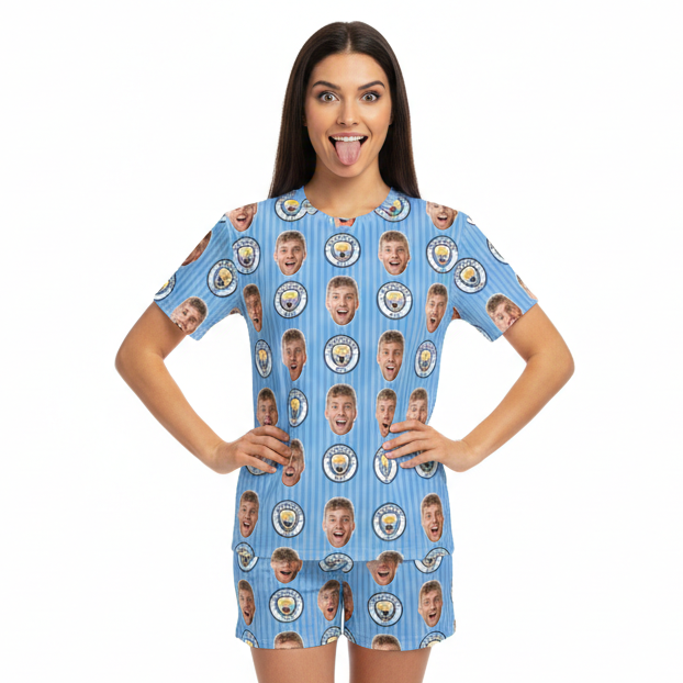 Man City Women's Custom PJs - Shorts Set